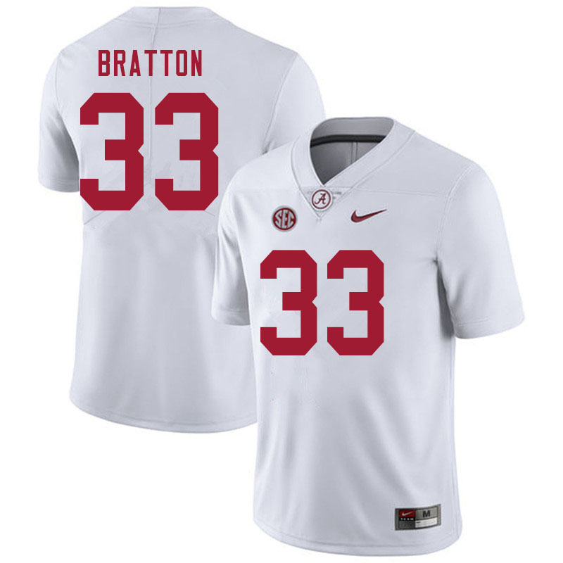 Alabama Crimson Tide Men's Jackson Bratton #33 White NCAA Nike Authentic Stitched 2020 College Football Jersey JT16V57IB